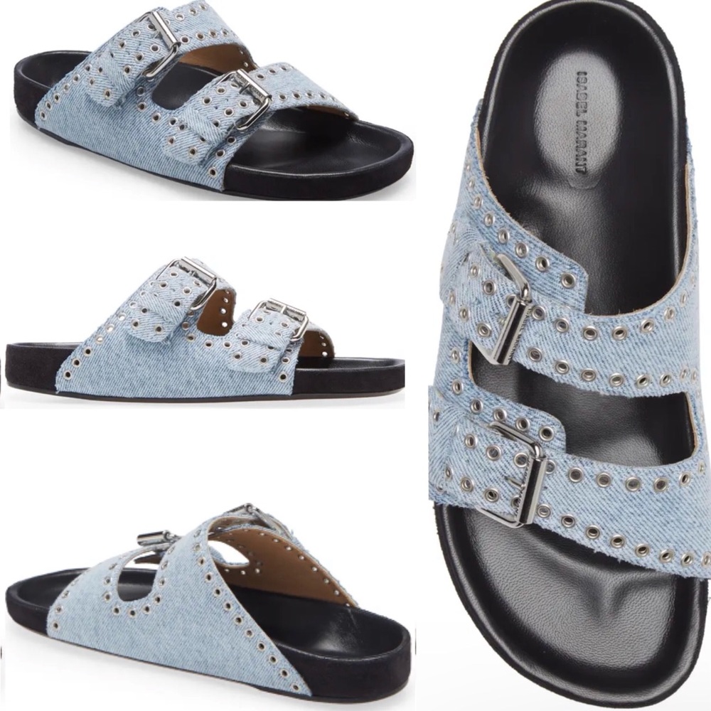 Isabel Marant Lennyo Denim Blue Sandal - Picture 2 of 3